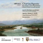 Afiche oficial de la charla Política, literatura y pintura de paisaje sobre Luis A. Martínez en Kosmos Librería
