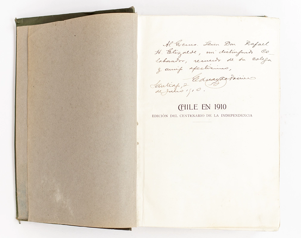 Firma en libro Chile en 1910 Kosmos Librería